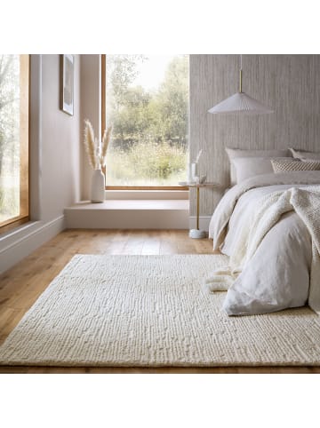 KADIMA DESIGN Wollteppich Boucle, Unifarben, Strapazierfähig, pflegeleicht in Creme