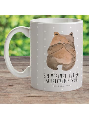 Mr. & Mrs. Panda Plastikbecher Bär Verlust mit Spruch in Grau Pastell