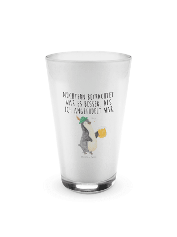 Mr. & Mrs. Panda Blümchentailglas Pinguin Bier mit Spruch in Transparent