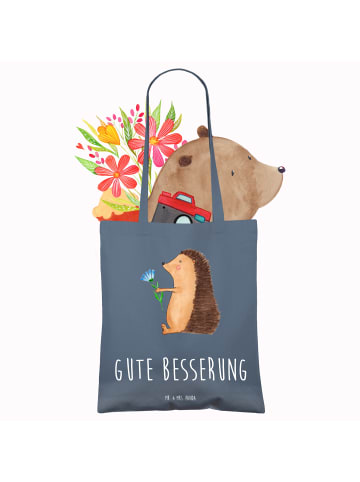 Mr. & Mrs. Panda Tasche Igel Blumen mit Spruch in Indigo Blue