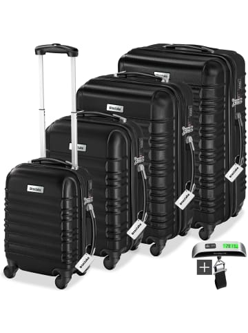 tectake Hartschalenkoffer-Set Mila mit Sicherheits-Zahlenschloss, schwarz