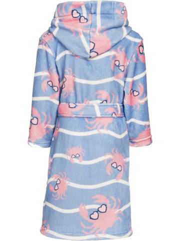 Playshoes Fleece-Bademantel Krebs in Blau/Pink