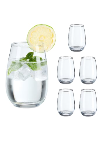 relaxdays 6 x Trinkgläser in Transparent - 400 ml