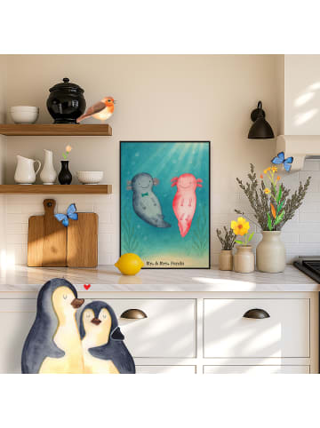 Mr. & Mrs. Panda Poster Axolotl Liebe Design ohne Spruch in Weiß