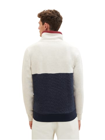 Tom Tailor Farbblock Sweatshirt Stehkragen Design Weich Regular Fit in Beige
