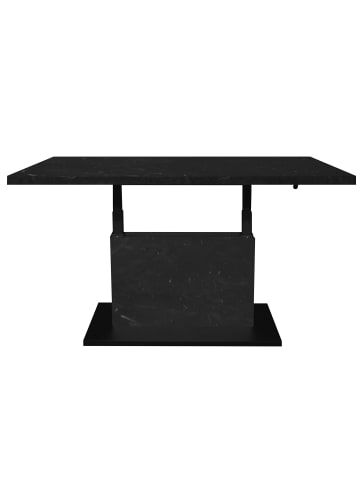 58 aufm Kessel COUCHTISCH Höhenverstellbar Else 4 120x49x70 Holz Keramikoptik Schwarz