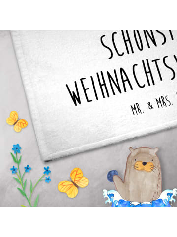 Mr. & Mrs. Panda Frotteehandtuch Maus Weihnachten mit Spruch in Weiß