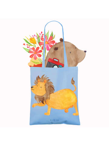 Mr. & Mrs. Panda Shopping Tasche Sternzeichen Löwe ohne Spruch in Sky Blue