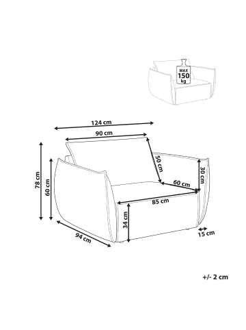 Beliani Sessel KUNES in Grün - (W) 124 x (H) 78 x (L) 94 cm