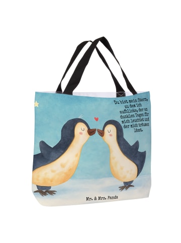 Mr. & Mrs. Panda Shopper Pinguin Liebe Design mit Spruch in Weiß