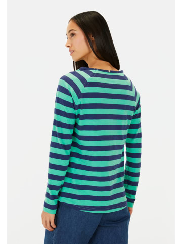 Camel Active Gestreiftes Langarmshirt aus reiner Baumwolle in Grün-Blau