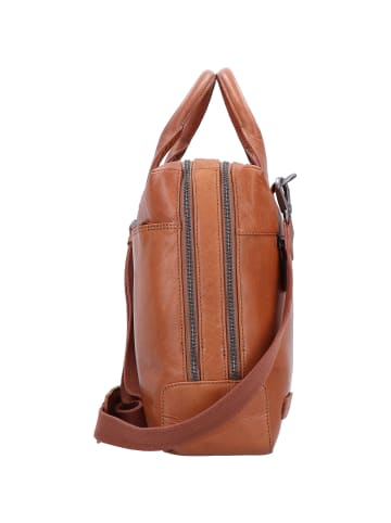 Plevier Rock Flint Aktentasche RFID Schutz Leder 41 cm Laptopfach cognac