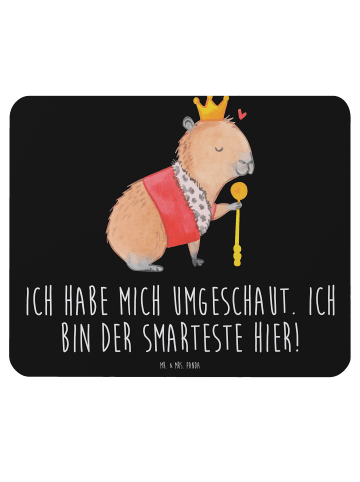 Mr. & Mrs. Panda Mauspad Capybara König mit Spruch in Schwarz