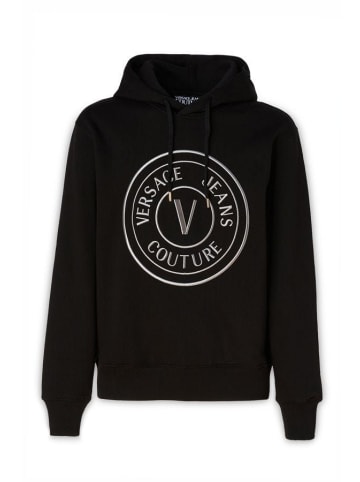 Versace Jeans Schwarz Baumwolle Logo Details mit Kapuze Sweatshirt