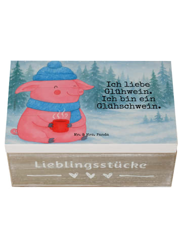 Mr. & Mrs. Panda Kiste Schwein Glühwein Design mit Spruch in Weiß