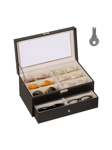 relaxdays Brillenbox in Schwarz - (B)33,5 x (H)15,5 x (T)19,5 cm