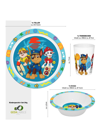 Geda Labels Kindergeschirr Paw Patrol Boys in Blau - 21,5x21,5x8,5