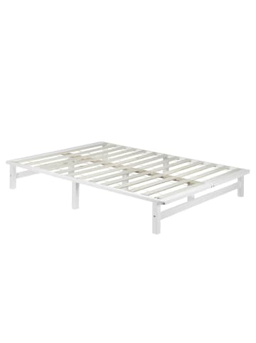 Homestyle4u Palettenbett 140x200 mit Lattenrost in Weiß