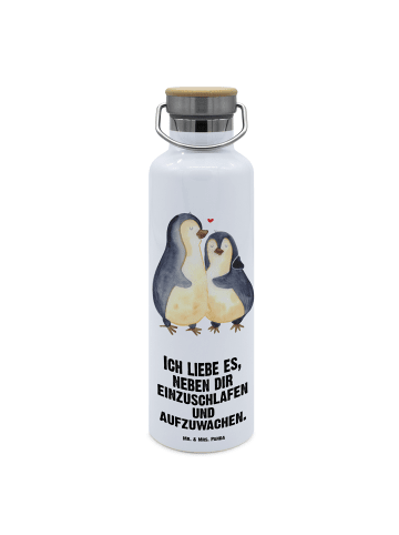 Mr. & Mrs. Panda Trinkflasche Pinguine Einschlafen mit Spruch in Weiß