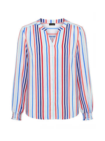 GOLDNER Blusenshirt Streifenbluse mit Smokdetails in blau / koralle / weiß / gestreift