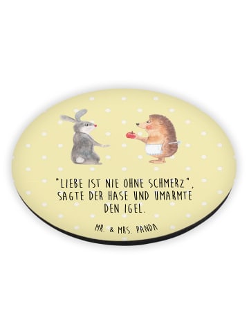 Mr. & Mrs. Panda Kühlschrankmagnet Hase Igel mit Spruch in Gelb Pastell