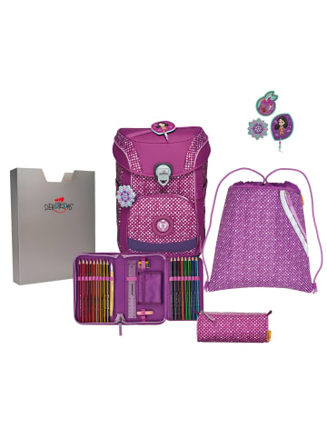 DerDieDas ErgoFlex Easy Schulranzen-Set in purple dots