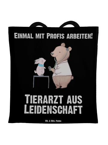 Mr. & Mrs. Panda Shopping Tasche Tierarzt Leidenschaft mit Spruch in Schwarz