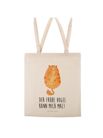 Mr. & Mrs. Panda Tote Bag Katze Frühaufsteher mit Spruch in Creme