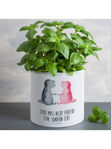 Mr. & Mrs. Panda Blumentopf Axolotl Liebe mit Spruch in Weiß