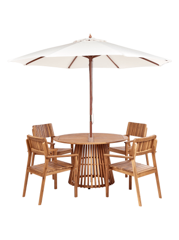 Beliani 6-tlg Gartentisch Set AGELLO in Braun/Beige