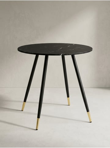 KADIMA DESIGN Esszimmertisch 75x75x76 cm Marmor-Optik Esstisch Modern in Schwarz