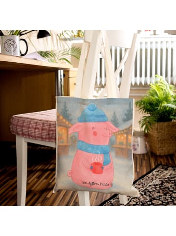 Mr. & Mrs. Panda Tasche Schwein Glühwein Design ohne Spruch in Weiß