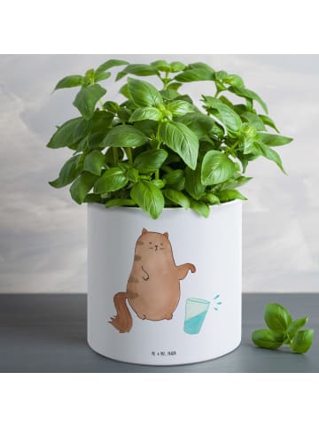 Mr. & Mrs. Panda Hoher Blumentopf Katze Wasserglas ohne Spruch in Weiß