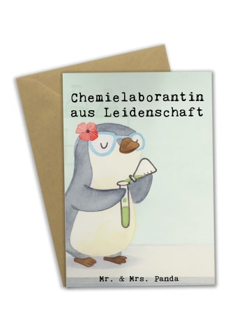Mr. & Mrs. Panda Grußkarte Chemielaborantin Leidenschaft Design ... in Weiß