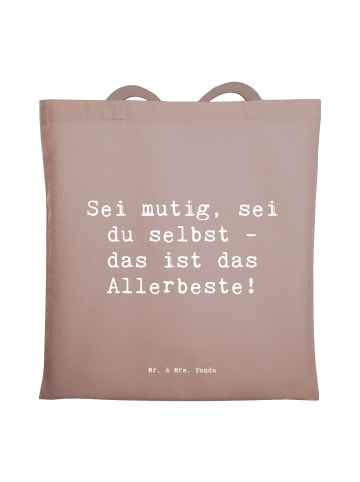 Mr. & Mrs. Panda Uni Tasche Spruch Mutig zu sich selbst stehen m... in Braun Pastell