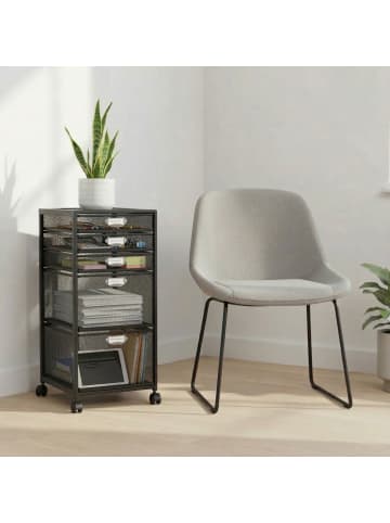 relaxdays Rollcontainer in Schwarz - (B)27,5 x (H)59 x (T)35 cm