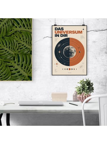 Mr. & Mrs. Panda Deko Bild Planet geometrisch Design mit Spruch in Weiß