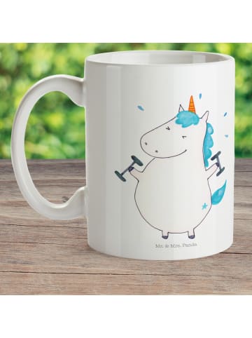 Mr. & Mrs. Panda Kindertasse Einhorn Fitness ohne Spruch in Weiß