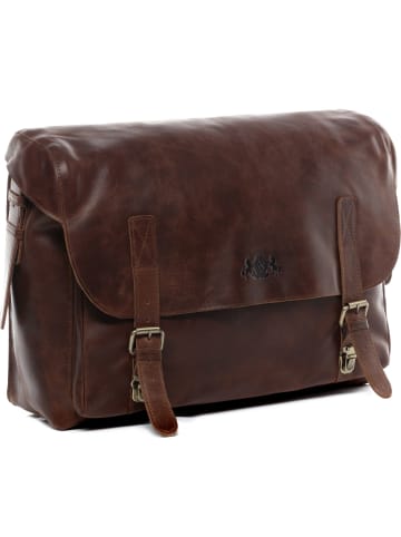 SID & VAIN Leder-Aktentasche ETON Aktentasche 15 Zoll Laptop-Fach echt Leder in braun