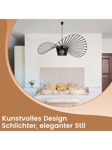 ZMH Pendelleuchte in Schwarz 1-flammige E27 Hut Lampenschirm L 100cm