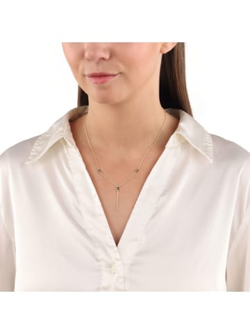 Amor Y-Collier Silber 925, gelbvergoldet in grün