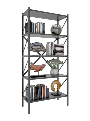 VCM  Holz Metall Stand Regal Büro Bücher Insasi 5fach in Anthrazit