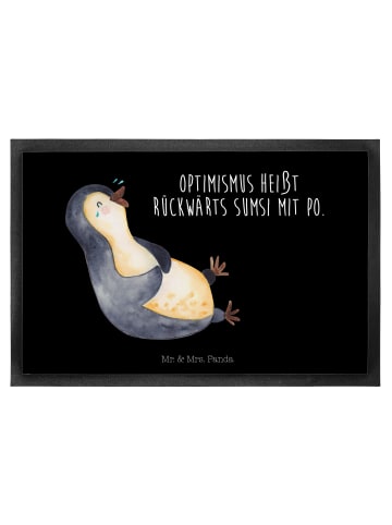 Mr. & Mrs. Panda Sauberlaufmatte Pinguin Lachen mit Spruch in Schwarz