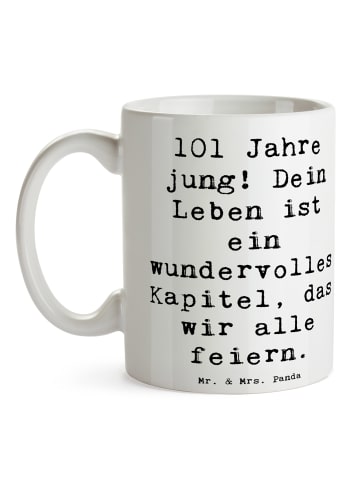 Mr. & Mrs. Panda Kaffeetasse Spruch 101. Geburtstag Feier mit Sp... in Weiß