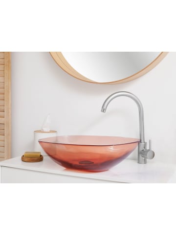 Beliani Waschbecken MOENGO in Transparent/Rot - (W) 54 x (H) 15 x (L) 36 cm
