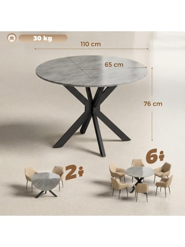 HOMCOM Klappbarer Esstisch-110L x 110B x 76H cm-Grau