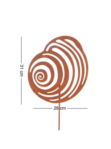 UNUS Gartenstecker Rost Muscheln in Braun