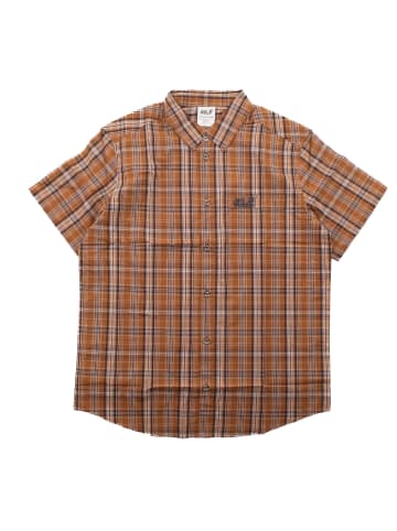 Jack Wolfskin Hemd Hot Chi Clay Checks kurzarm Herren Hemd Outdoor Shirt in Braun