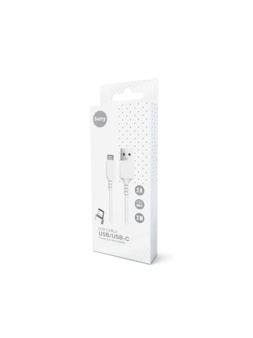COFI 1453 Setty Ladekabel USB-A auf USB-C 3m 10W 2A Weiß in Schwarz