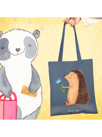 Mr. & Mrs. Panda Shopping Tasche Igel Blumen ohne Spruch in Indigo Blue